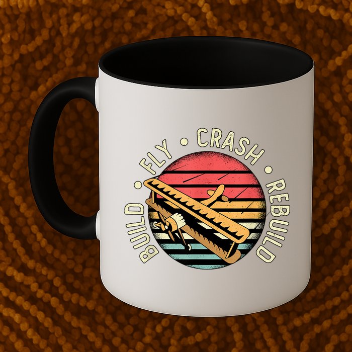 Build Fly Crash Rebuild Model Airplane Pilot Retro RC Plane Mug