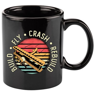 Build Fly Crash Rebuild Model Airplane Pilot Retro RC Plane 11oz C Handle Ceramic Mug