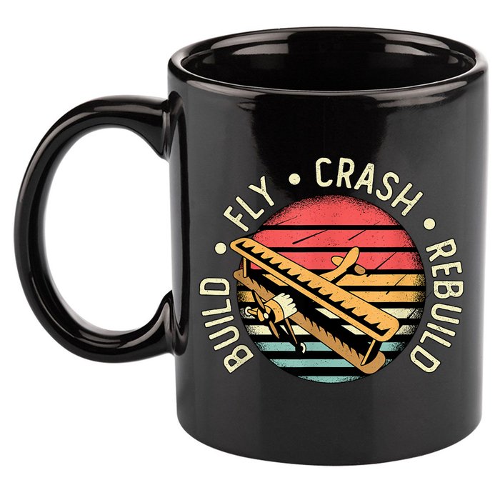 Build Fly Crash Rebuild Model Airplane Pilot Retro RC Plane 11oz C Handle Ceramic Mug