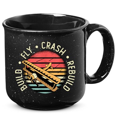 Build Fly Crash Rebuild Model Airplane Pilot Retro RC Plane 15oz Campfire Ceramic Mug