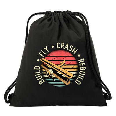 Build Fly Crash Rebuild Model Airplane Pilot Retro RC Plane Drawstring Bag