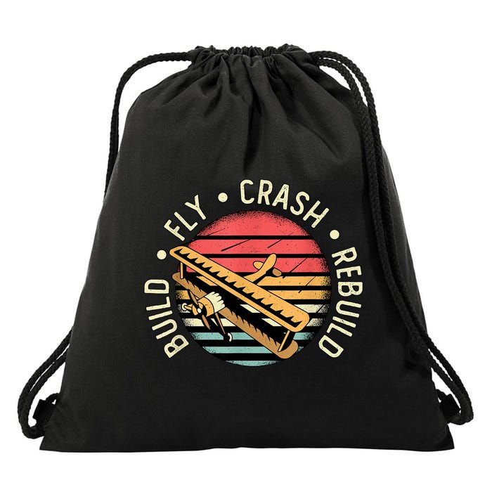 Build Fly Crash Rebuild Model Airplane Pilot Retro RC Plane Drawstring Bag