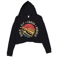 Build Fly Crash Rebuild Model Airplane Pilot Retro RC Plane Crop Fleece Hoodie