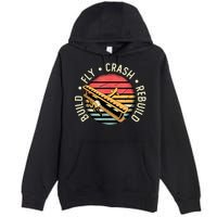 Build Fly Crash Rebuild Model Airplane Pilot Retro RC Plane Premium Pullover Hoodie