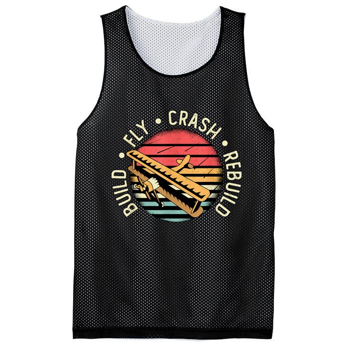 Build Fly Crash Rebuild Model Airplane Pilot Retro RC Plane Mesh Reversible Basketball Jersey Tank