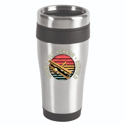 Build Fly Crash Rebuild Model Airplane Pilot Retro RC Plane 16oz Travel Tumbler