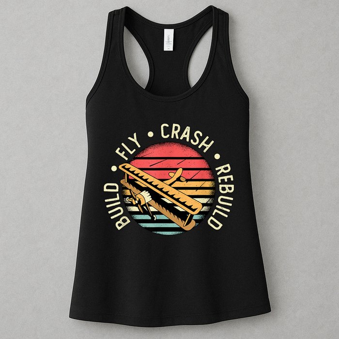 Build Fly Crash Rebuild Model Airplane Pilot Retro RC Plane Womens Tank Top