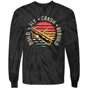 Build Fly Crash Rebuild Model Airplane Pilot Retro RC Plane Tie-Dye Long Sleeve Shirt