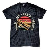 Build Fly Crash Rebuild Model Airplane Pilot Retro RC Plane Tie-Dye T-Shirt