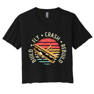 Build Fly Crash Rebuild Model Airplane Pilot Retro RC Plane Crop Top