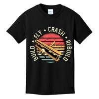 Build Fly Crash Rebuild Model Airplane Pilot Retro RC Plane Kids T-Shirt