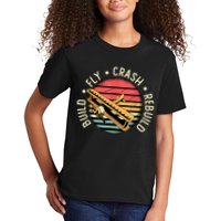 Build Fly Crash Rebuild Model Airplane Pilot Retro RC Plane Kids T-Shirt