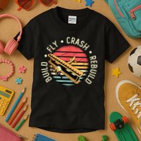 Build Fly Crash Rebuild Model Airplane Pilot Retro RC Plane Kids T-Shirt