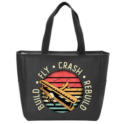 Build Fly Crash Rebuild Model Airplane Pilot Retro RC Plane Zip Tote Bag