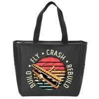 Build Fly Crash Rebuild Model Airplane Pilot Retro RC Plane Zip Tote Bag