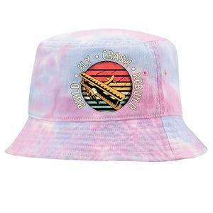 Build Fly Crash Rebuild Model Airplane Pilot Retro RC Plane Tie-Dyed Bucket Hat