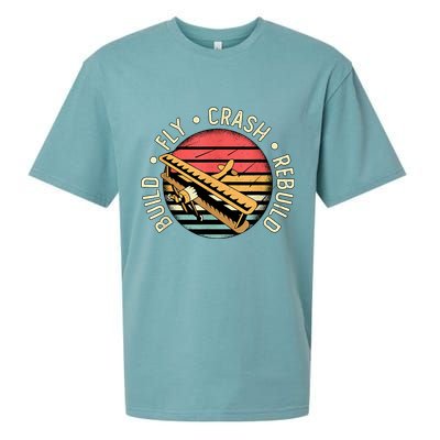 Build Fly Crash Rebuild Model Airplane Pilot Retro RC Plane Sueded Cloud Jersey T-Shirt