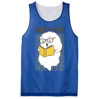 Boooks Funny Cartoon Ghost Reading Books Library Halloween Meaningful Gift Mesh Reversible Basketball Jersey Tank