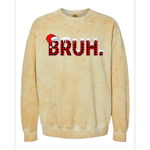 Bruh Funny Christmas Plaid Teens Xmas Pajamas Colorblast Crewneck Sweatshirt