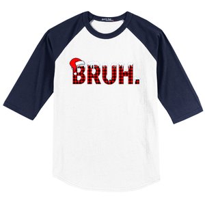 Bruh Funny Christmas Plaid Teens Xmas Pajamas Baseball Sleeve Shirt