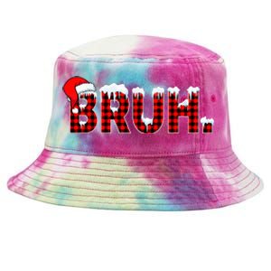 Bruh Funny Christmas Plaid Teens Xmas Pajamas Tie-Dyed Bucket Hat