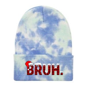 Bruh Funny Christmas Plaid Teens Xmas Pajamas Tie Dye 12in Knit Beanie