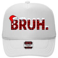 Bruh Funny Christmas Plaid Teens Xmas Pajamas High Crown Mesh Back Trucker Hat