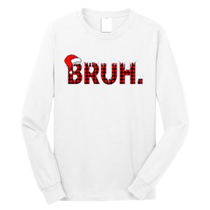 Bruh Funny Christmas Plaid Teens Xmas Pajamas Long Sleeve Shirt