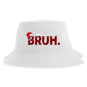 Bruh Funny Christmas Plaid Teens Xmas Pajamas Sustainable Bucket Hat