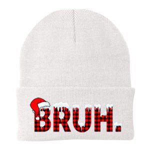 Bruh Funny Christmas Plaid Teens Xmas Pajamas Knit Cap Winter Beanie