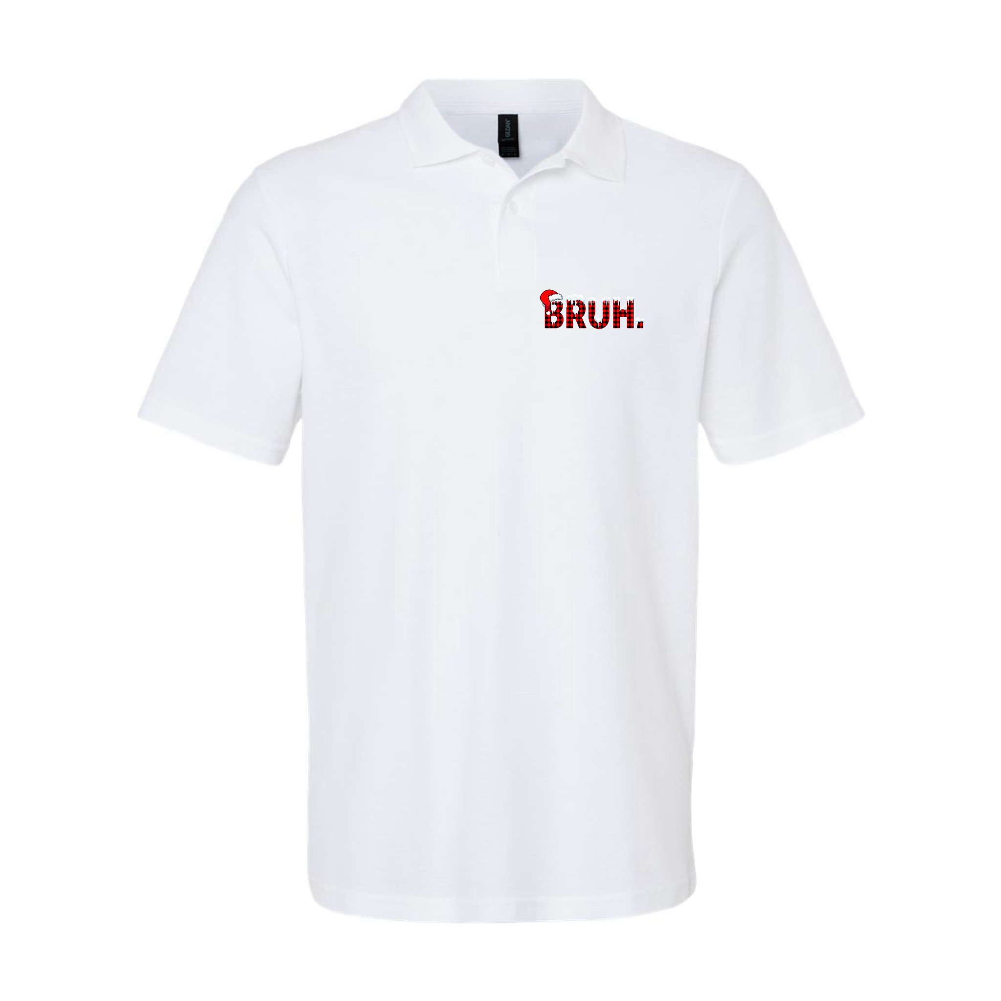 Bruh Funny Christmas Plaid Teens Xmas Pajamas Polo