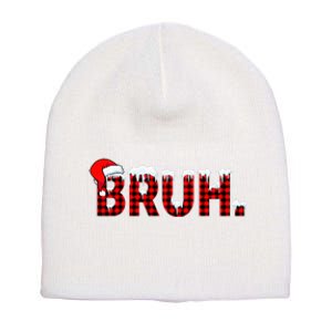 Bruh Funny Christmas Plaid Teens Xmas Pajamas Short Acrylic Beanie