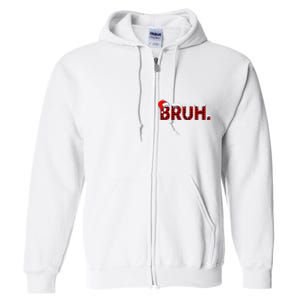 Bruh Funny Christmas Plaid Teens Xmas Pajamas Full Zip Hoodie