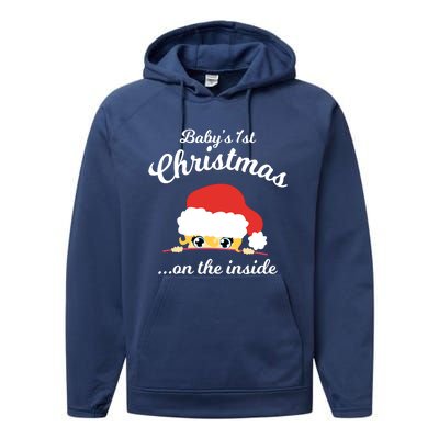 Babys First Chritsmas On The Inside Performance Fleece Hoodie