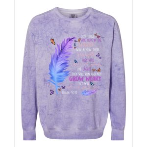 Butterfly Feather Christian Quote Bible Verse Religious Gift Colorblast Crewneck Sweatshirt