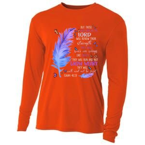 Butterfly Feather Christian Quote Bible Verse Religious Gift Cooling Performance Long Sleeve Crew