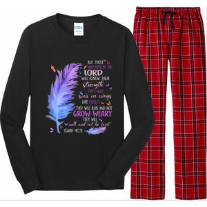 Butterfly Feather Christian Quote Bible Verse Religious Gift Long Sleeve Pajama Set