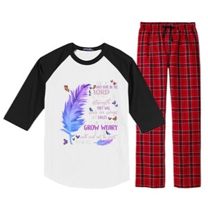 Butterfly Feather Christian Quote Bible Verse Religious Gift Raglan Sleeve Pajama Set