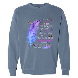 Butterfly Feather Christian Quote Bible Verse Religious Gift Garment-Dyed Sweatshirt