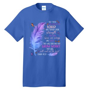 Butterfly Feather Christian Quote Bible Verse Religious Gift Tall T-Shirt