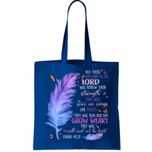 Butterfly Feather Christian Quote Bible Verse Religious Gift Tote Bag