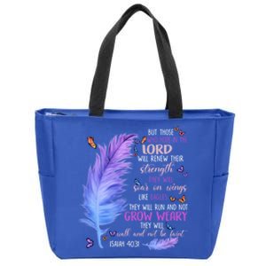 Butterfly Feather Christian Quote Bible Verse Religious Gift Zip Tote Bag