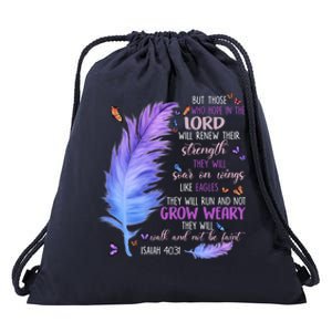 Butterfly Feather Christian Quote Bible Verse Religious Gift Drawstring Bag