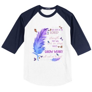 Butterfly Feather Christian Quote Bible Verse Religious Gift Baseball Sleeve Shirt