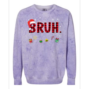 Bruh Funny Christmas Red Plaid Teens Xmas Pajamas Colorblast Crewneck Sweatshirt