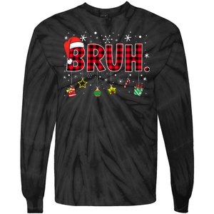 Bruh Funny Christmas Red Plaid Teens Xmas Pajamas Tie-Dye Long Sleeve Shirt