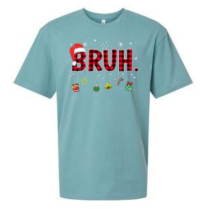 Bruh Funny Christmas Red Plaid Teens Xmas Pajamas Sueded Cloud Jersey T-Shirt