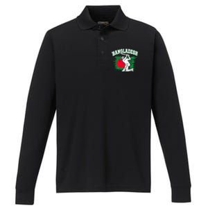 Bangladesh Flag Cricket 2024 Fans Player Coach Bangladeshi Trendy Performance Long Sleeve Polo