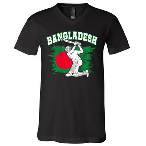 Bangladesh Flag Cricket 2024 Fans Player Coach Bangladeshi Trendy V-Neck T-Shirt