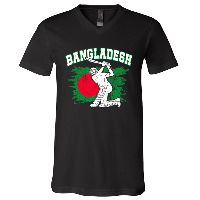 Bangladesh Flag Cricket 2024 Fans Player Coach Bangladeshi Trendy V-Neck T-Shirt